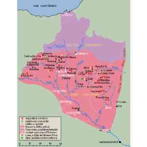 Click para ampliar. Pulsa en el nombre para ver la ficha. Fig. 1. Vasconia antigua y reparto de los indicios de culto al toro